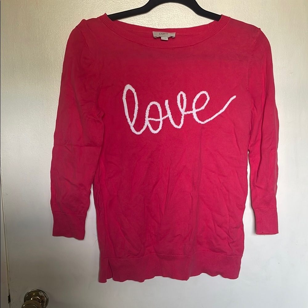 LOFT Vibrant Pink Knit Top. Love. Nice condition. XS